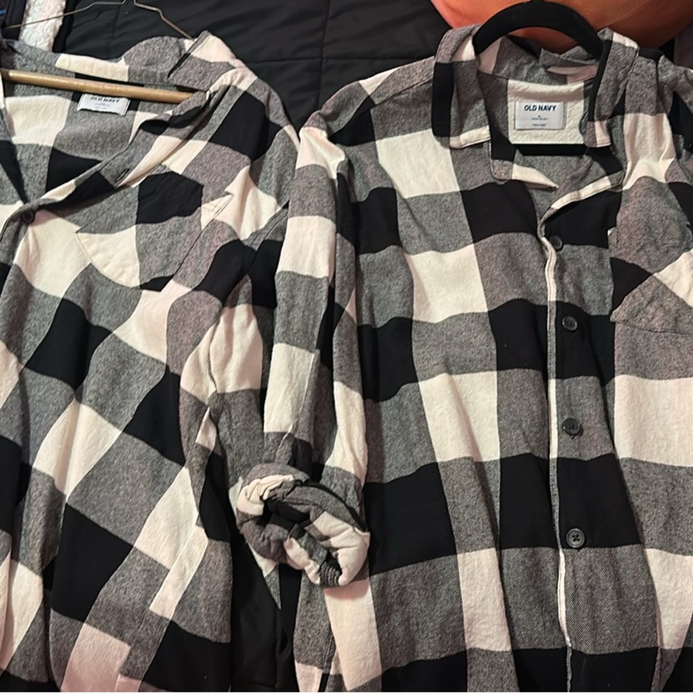 Old Navy Black and White Checkered Men's Shirt